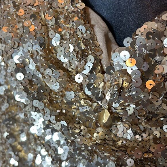 St. John women’s dress 6 gold sequined event party occasion silk lined New - Picture 4 of 9